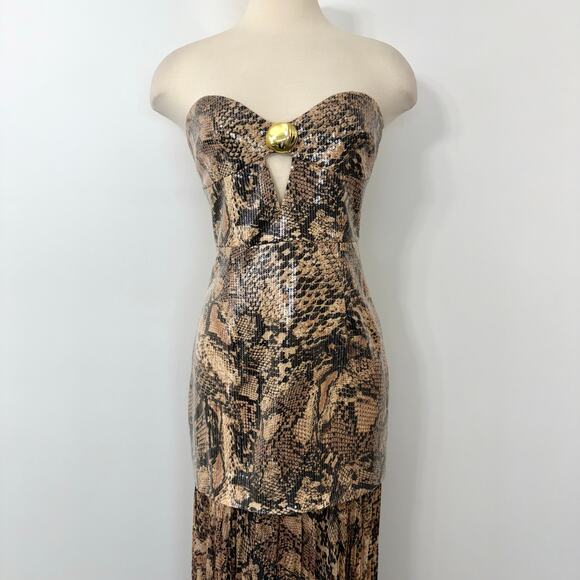 Rebecca Vallance Bellis Strapless Gown Sequin Animal Print Maxi Dress 8 (US4)NWT - Picture 4 of 14